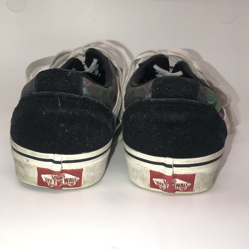 Women's Vans Black Suede Iridescent Checkerboard Size 7.5 Low Top Skater Lace Up - Picture 4 of 9